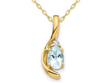 2/5 Carat (ctw) Aquamarine Drop Pendant Necklace in 14K Yellow Gold with Chain
